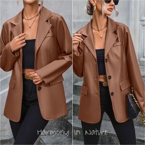 Valentina Button Up Blazer - Chestnut